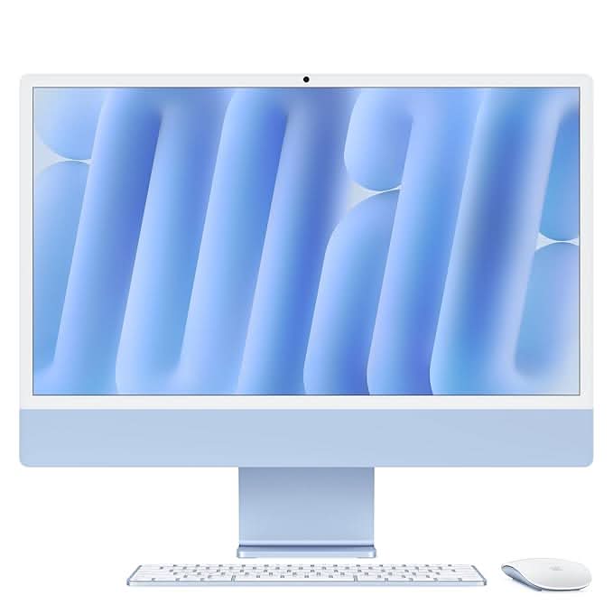 Apple 24-inch iMac with Retina 4.5K display M4 chip with 8 core CPU and 8 core GPU, 16GB, 256GB SSD - Blue