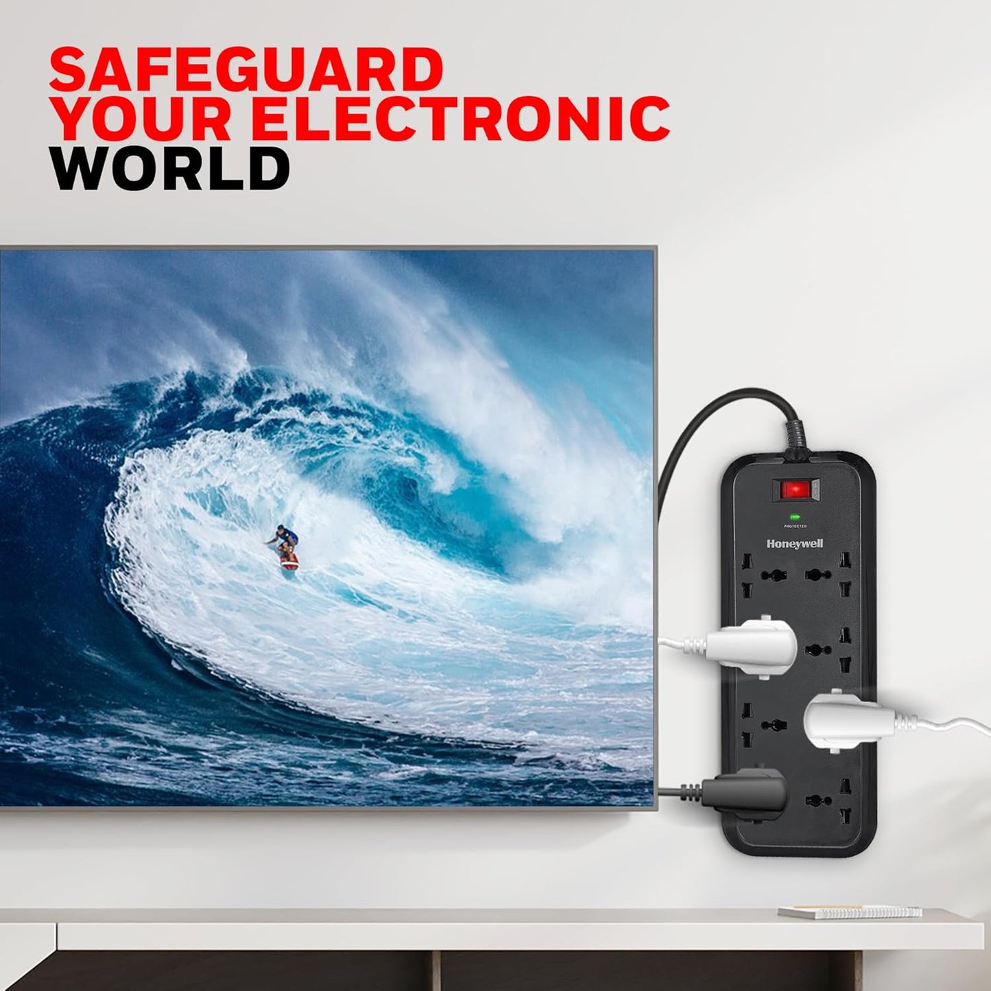 HONEYWELL SURGE PROTECTOR, 8 UNIVERSAL SOCKETS