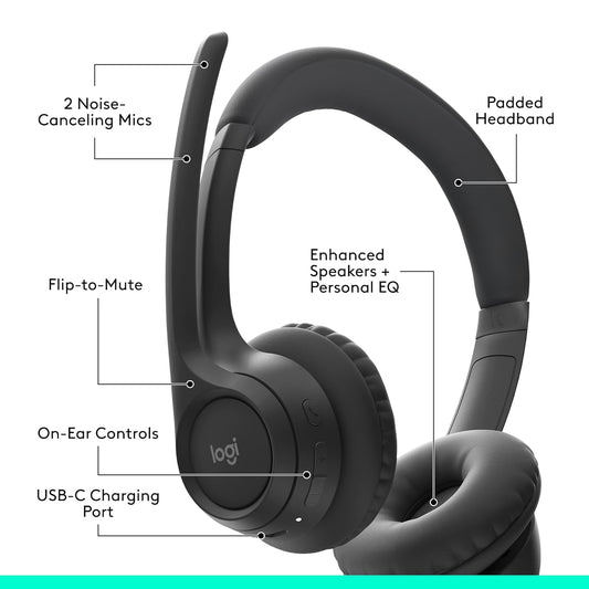 LOGITECH ZONE VIBE 300 WIRELESS HEADSET GRAPHITE