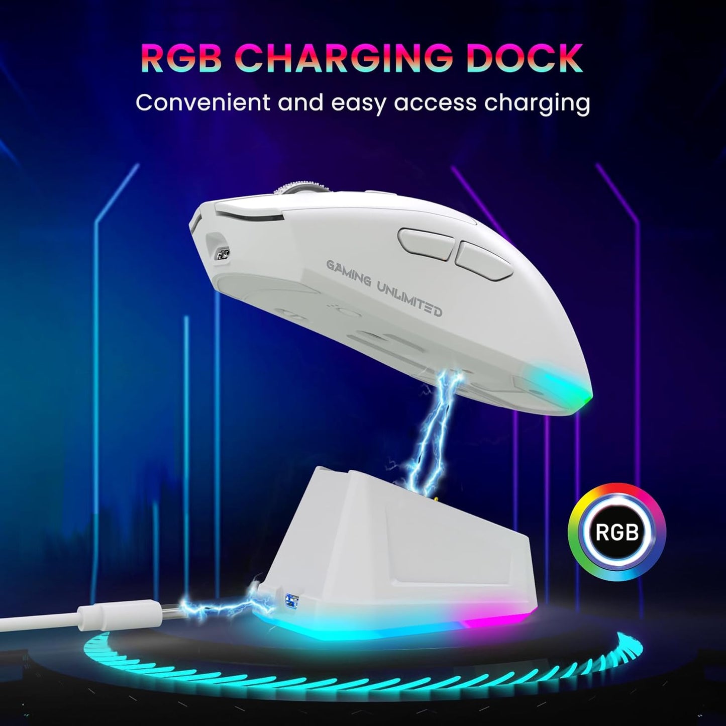 ANT ESPORTS GM810 PRO WIRELESS OPTICAL GAMING MOUSE 7200 DPI 2.4G BLUETOOTH - WHITE