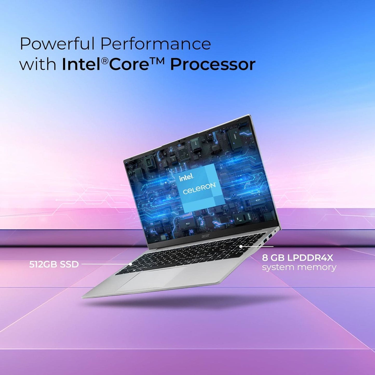 Acer Aspire A325-45, Intel Core Celeron N4500, 8GB, 512GB SSD, Intel UHD Graphics, 15.6 Inch FHD IPS, Win 11, Pure Silver, UN.344SI.00S