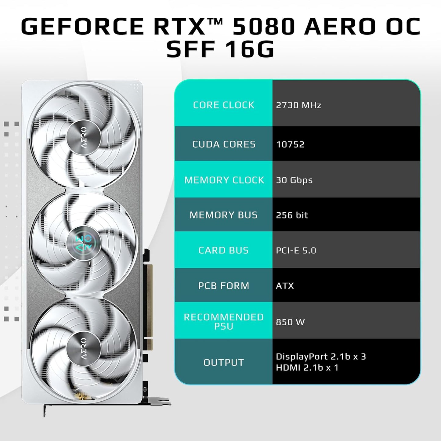 GIGABYTE GEFORCE RTX 5080 AERO OC 16GB GDDR7