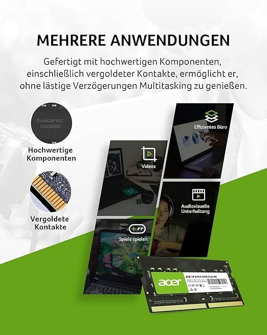 Acer SD100 8GB Single RAM 3200 MHz DDR4 CL22 Laptop Memory