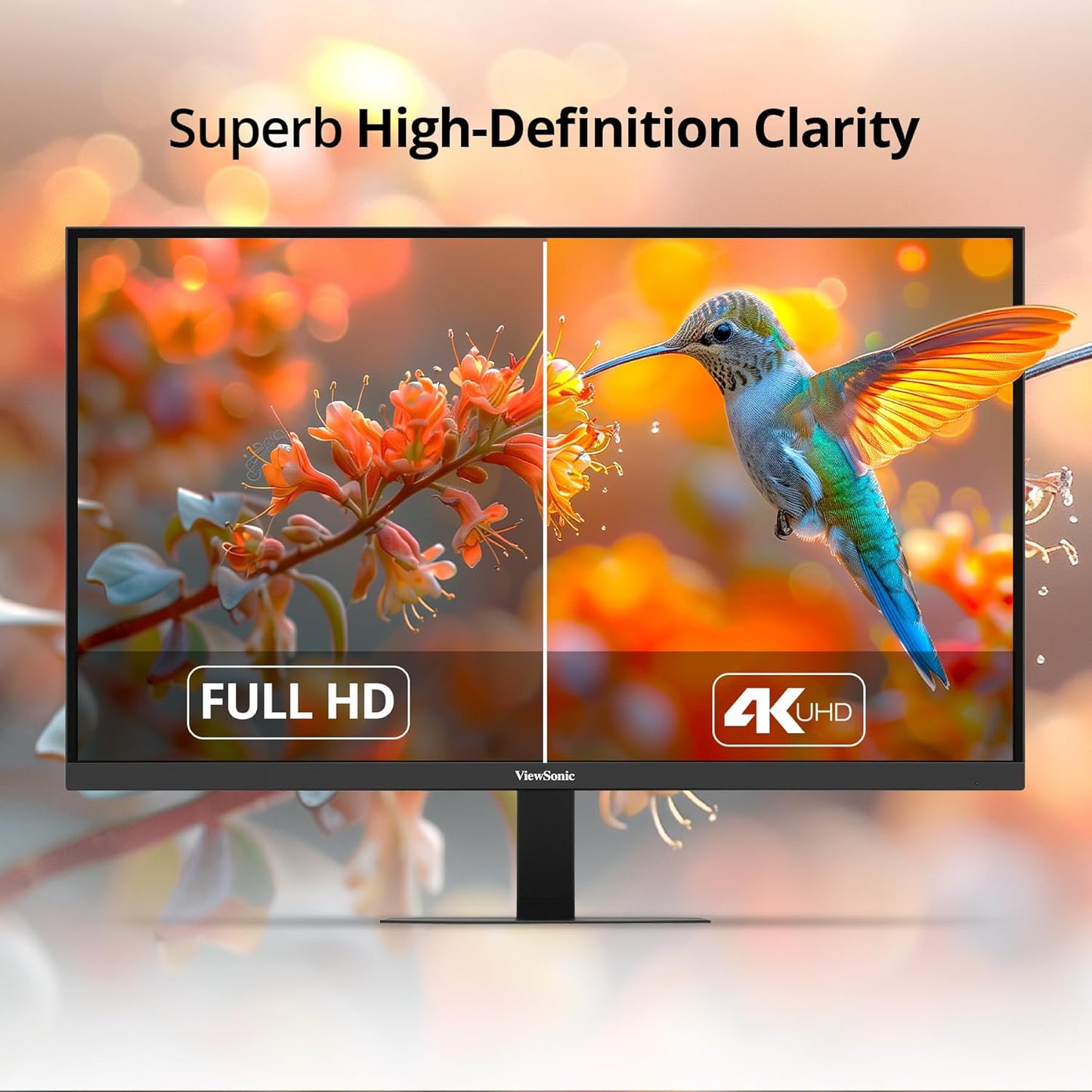 VIEWSONIC VA2708-4K-MHD, 27-INCH (68.58CM) 4K UHD MONITOR, SUPERCLEAR IPS, HDR10, SRGB 104%, 1.07B COLORS, DUAL SPEAKERS, DUAL HDMI 2.0, DP, EYE PROTECH+, 3-SIDED FRAMELESS, SLIM DESIGN