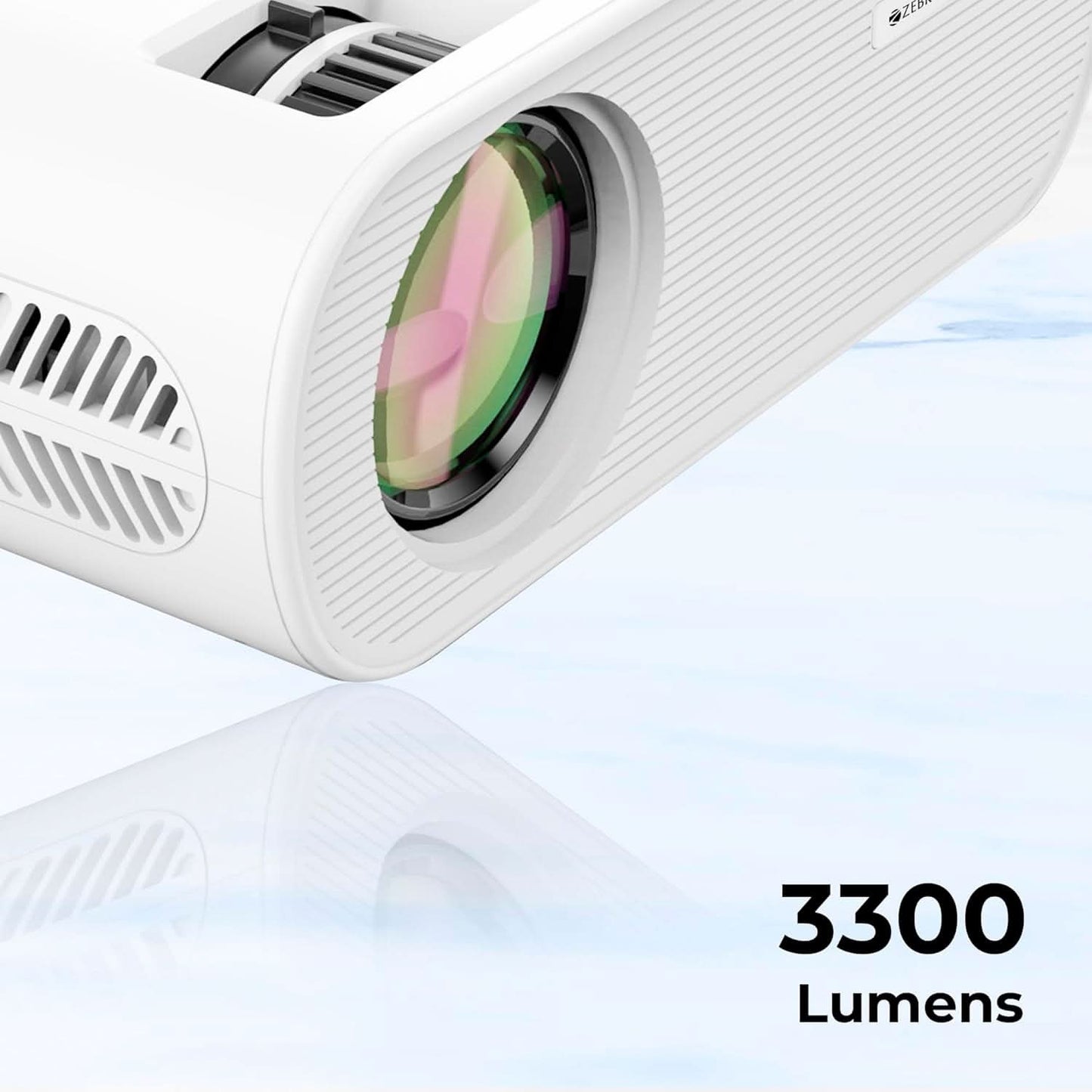 ZEBRONICS LP1000 LED FHD White Projector with 3300 Lumens Max