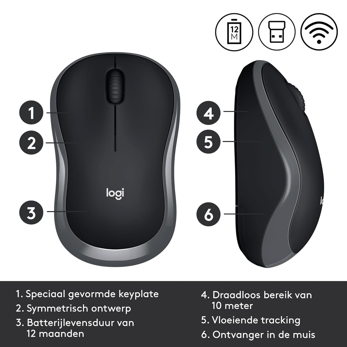 LOGITECH WIRELESS MOUSE M185- GRAY
