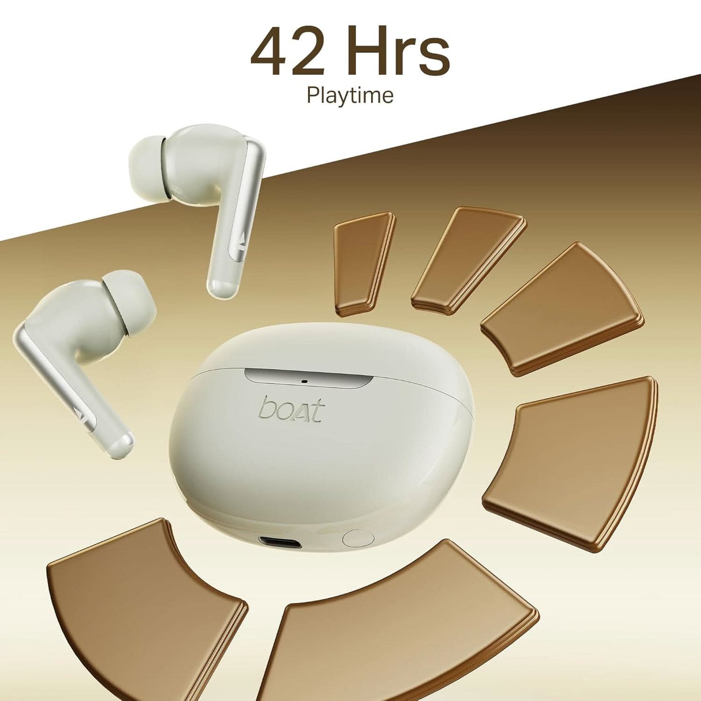 Boat Airdopes 141 Elite ANC TWS Ear Buds Wireless Earphones with mic (White)