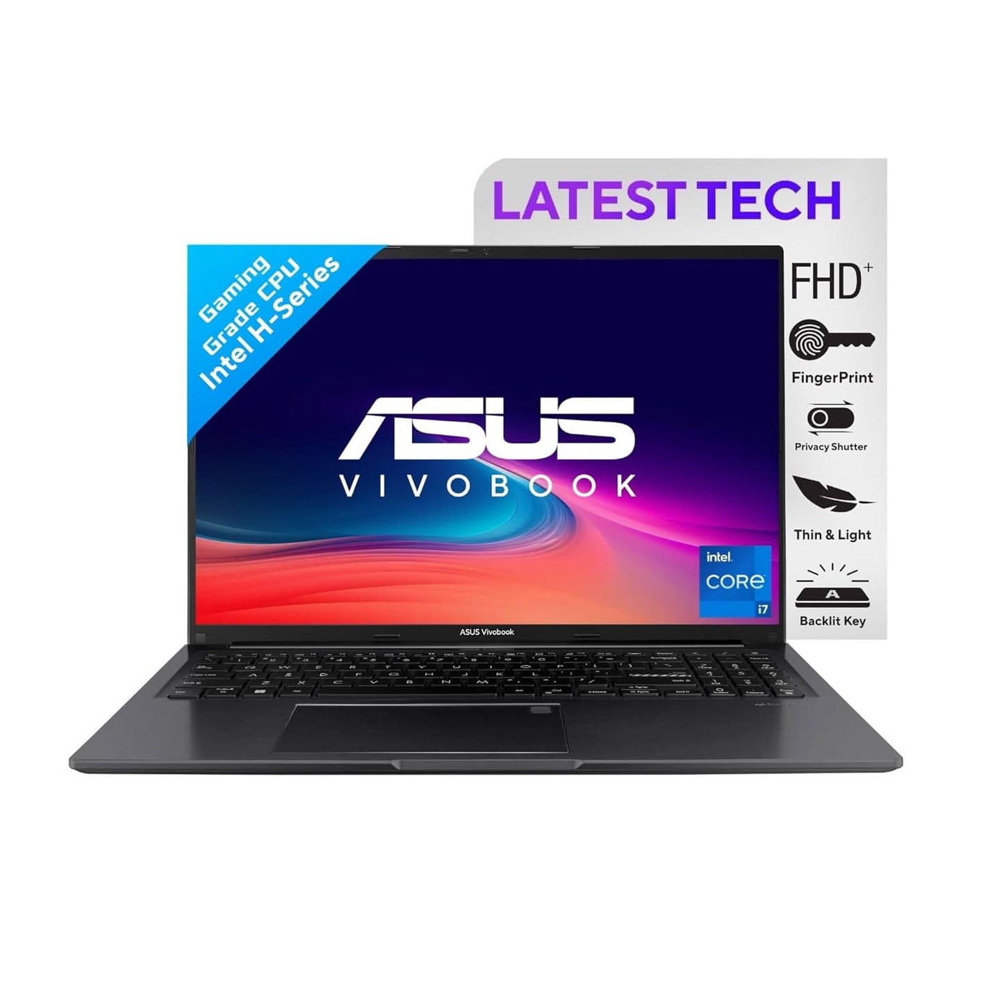 ASUS VIVOBOOK 16, INTEL CORE I7-12700H 12TH GEN, 16 INCH (40.64 CM) FHD+, THIN AND LIGHT LAPTOP (16GB/512GB/WIN11/OFFICE 2021/BACKLIT KEYBOARD/INDIE BLACK/1.8 KG), X1605ZAC-MB742WS