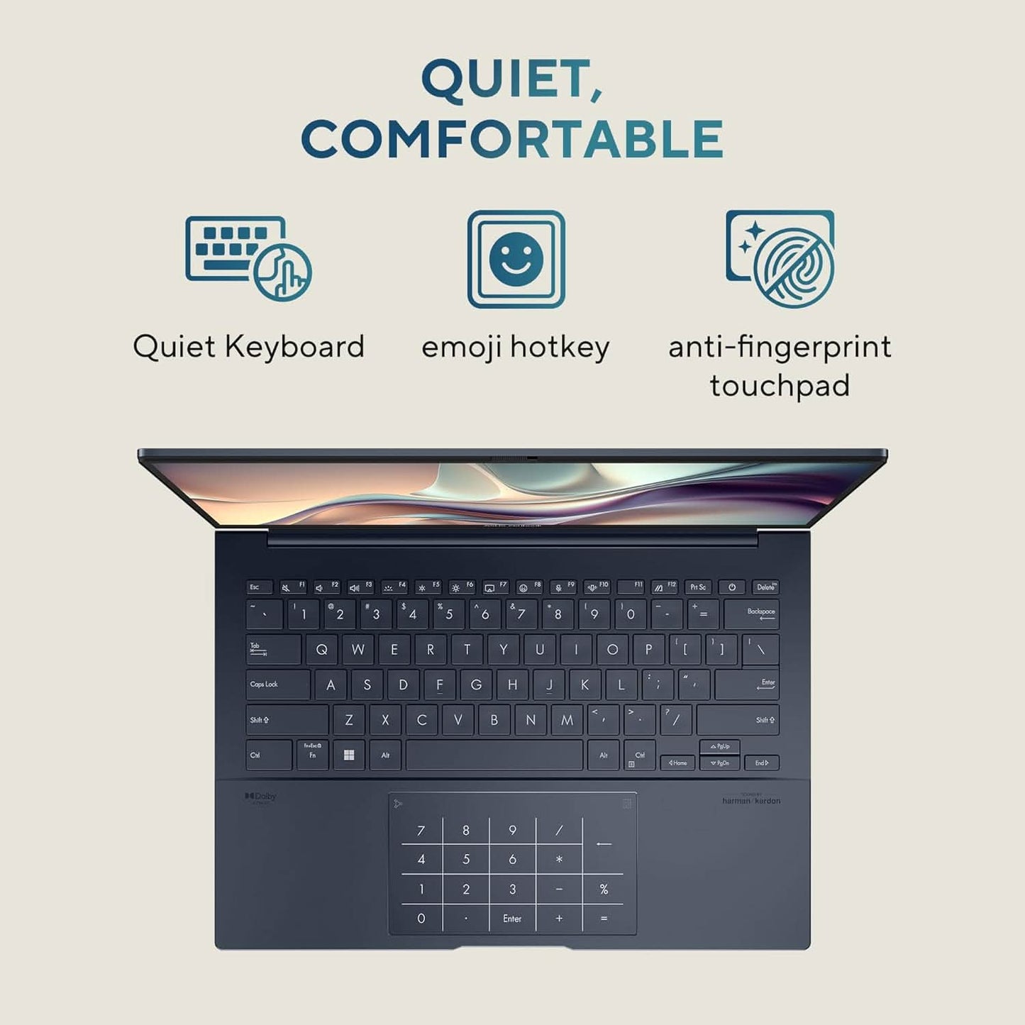 ASUS ZENBOOK 14, INTEL CORE ULTRA 7, 14 INCH 3K OLED 16:10 120 HZ, THIN & LIGHT LAPTOP, BUILT-IN AI (32GB RAM/1 TB//WIN 11/OFFICE 2021/BACKLIT/TOUCHSCREEN/75WHR /PONDER BLUE/1.28 KG), UX3405MA-PZ762WS