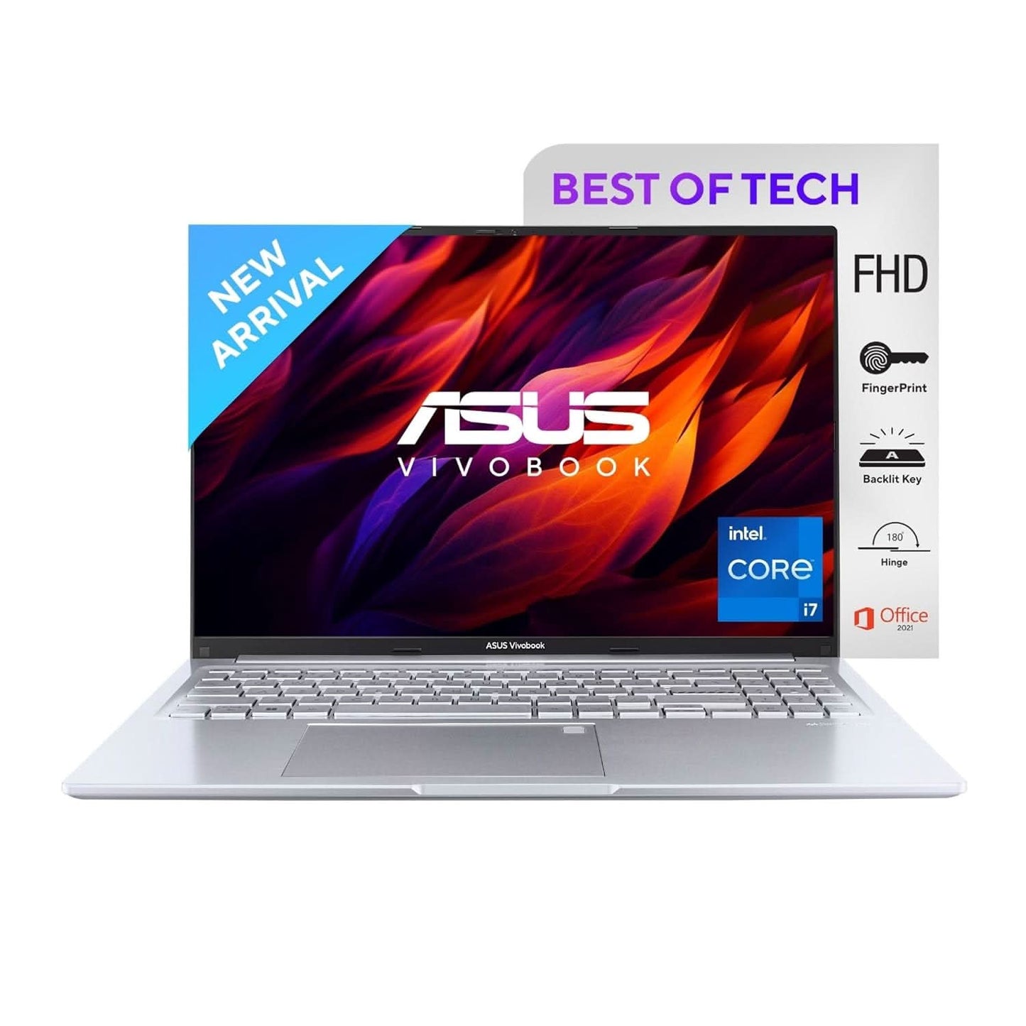 ASUS VIVOBOOK 16 INTEL CORE I7-12700H /16GB DDR4 / 512GB PCIE 4.0 SSD / 16.0-INCH / WUXGA (1920 X 1200) 16:10 /TRANSPARENT SILVER / FINGERPRINT / BACKLIT KB / WIN 11 HOME / MS OFFICE LAPTOP X1605ZAC-MB740WS