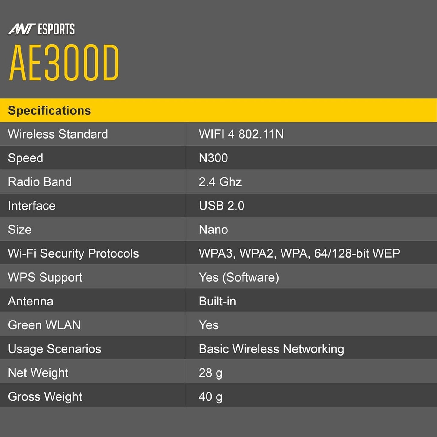 ANT ESPORTS WIRELESS USB DONGGLE (AE300D)