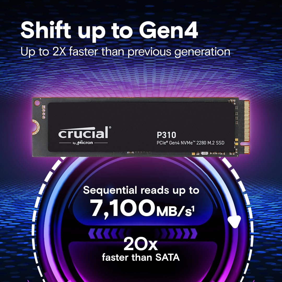 CRUCIAL P310 500GB PCIE GEN4 NVME M.2 SSD CT500P310SSD8