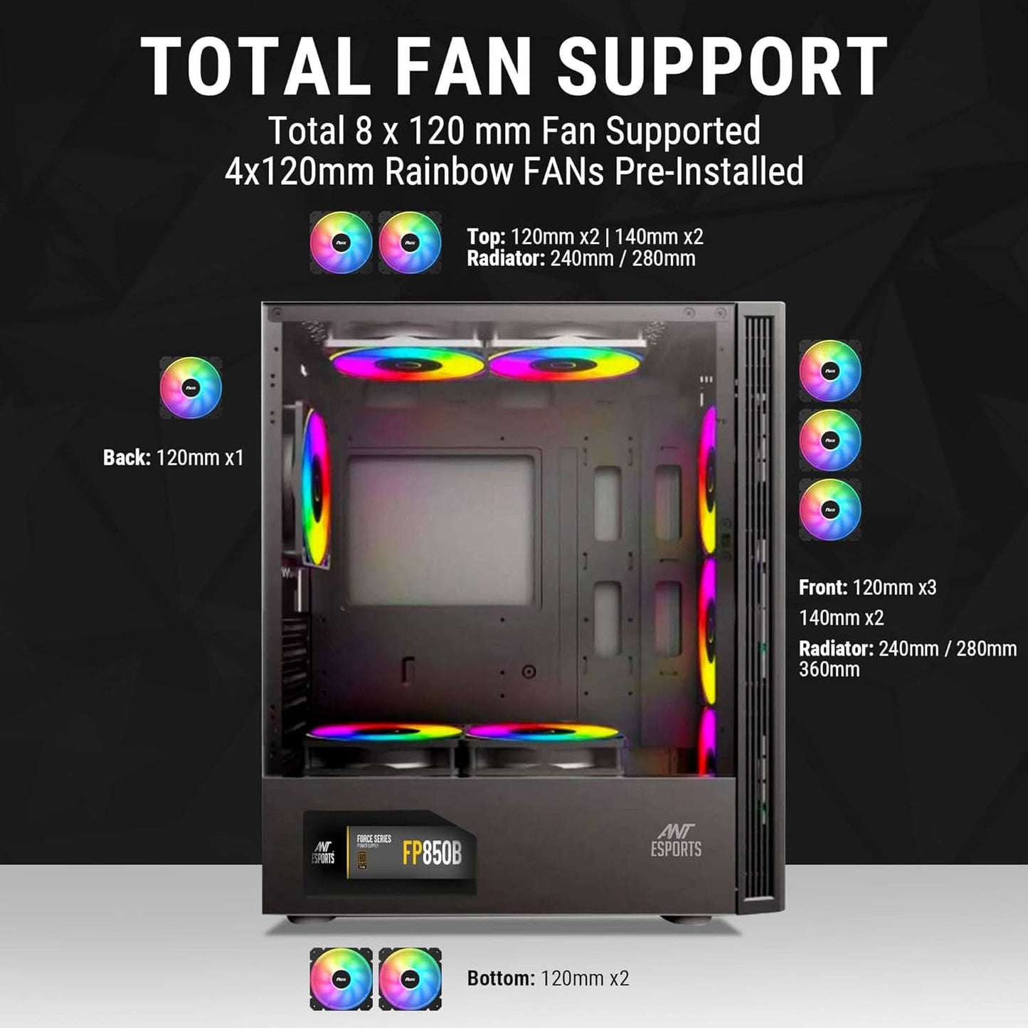 ANT ESPORTS ELITE 1200 ATX MID TOWER CASE BLACK