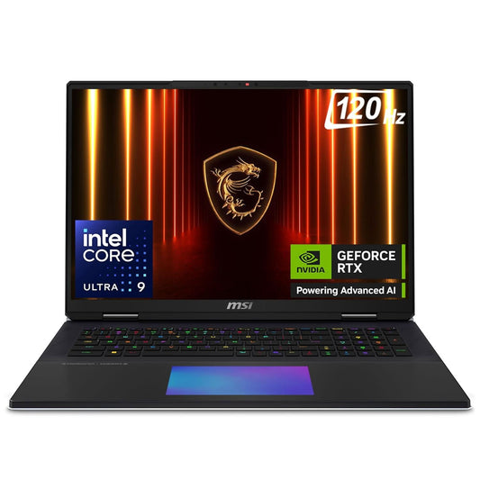 MSI Titan 18 HX AI,Intel Series 2 Core Ultra 9 285HX,46CM UHD+ MiniLED 120Hz Gaming Laptop(96GB/6TB NVMe SSD/Windows 11 Home/GeForce RTX 5090,GDDR7 24GB/Core Black/3.6Kg), A2XWJG-297IN