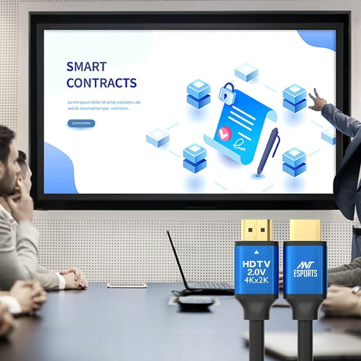 ANT ESPORTS AEH103 4K 2.0 HDMI CABLE WITH BLUE METAL CAP - 3 METERS I 24K GOLD-PLATED- (B0CQXHN99S)