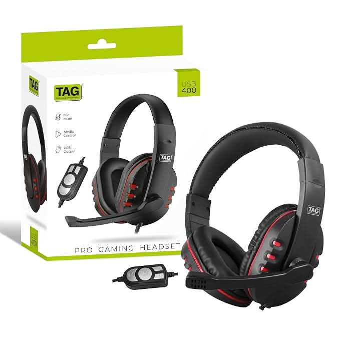 TAG Gamerz USB 400 Over Ear Gaming Headphones with Mic