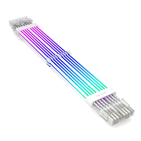 ANT ESPORTS NEON GLOW 8PIN X 2 ARGB PSU 18AWG CABLE EXTENSIONS, WHITE
