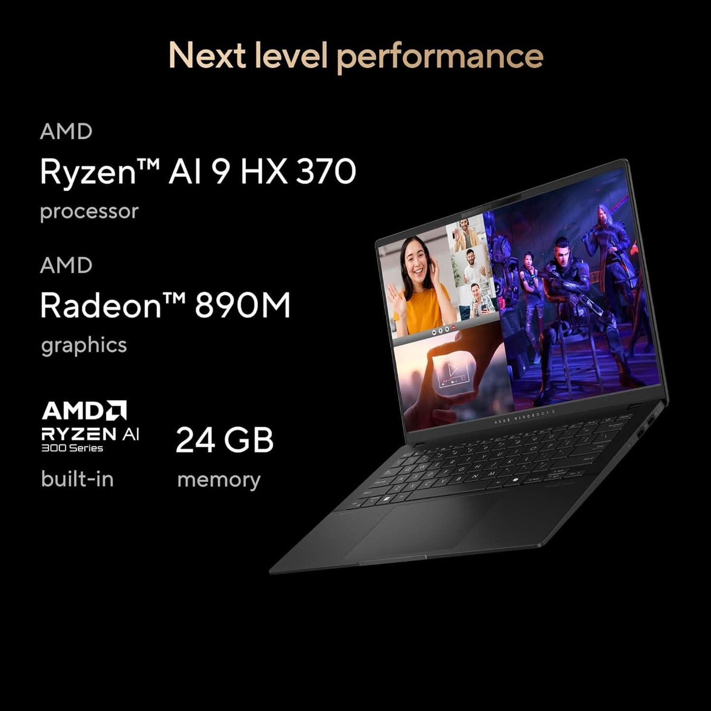 ASUS VIVOBOOK S 14 OLED, 3K OLED 16:10, 120HZ 400 NITS, AMD RYZEN AI 9 HX 370 PROCESSOR 2.0GHZ, BUILT-IN AI (24GB RAM/512GB SSD/WINDOWS 11/OFFICE 2021/NEUTRAL BLACK/1.3 KG), M5406WA-PP961WS