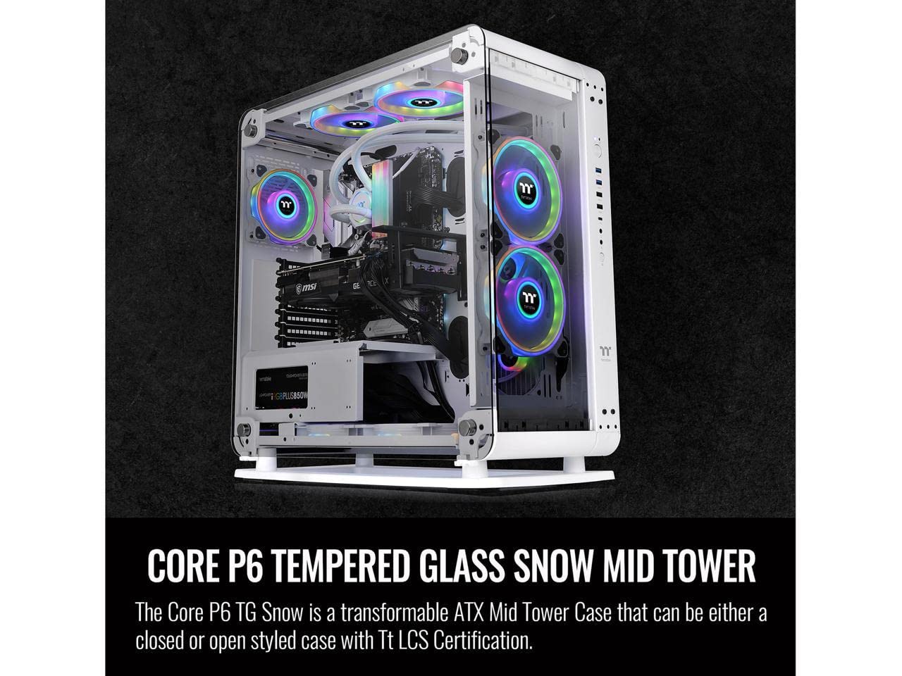 THERMALTAKE THE CORE P6 TG SNOW WHITE EDITION ATX MID TOWER FULLY MODULAR COMPUTER CASE