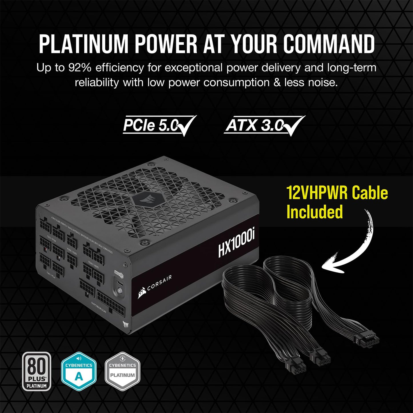 CORSAIR HX1000I FULLY MODULAR ULTRA-LOW NOISE PLATINUM ATX 1000 WATT PC POWER SUPPLY