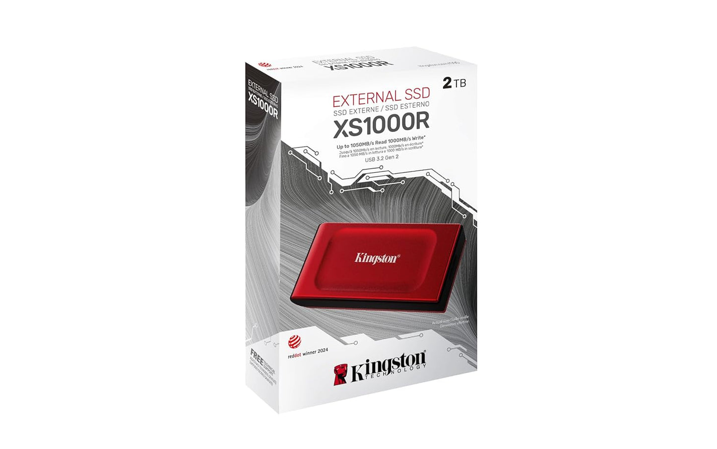 KINGSTON XS1000 2TB PORTABLE SSD RED| POCKET-SIZED | USB 3.2 GEN 2 | EXTERNAL SOLID STATE DRIVE | UP TO 1050MB/S | SXS1000R/2000G