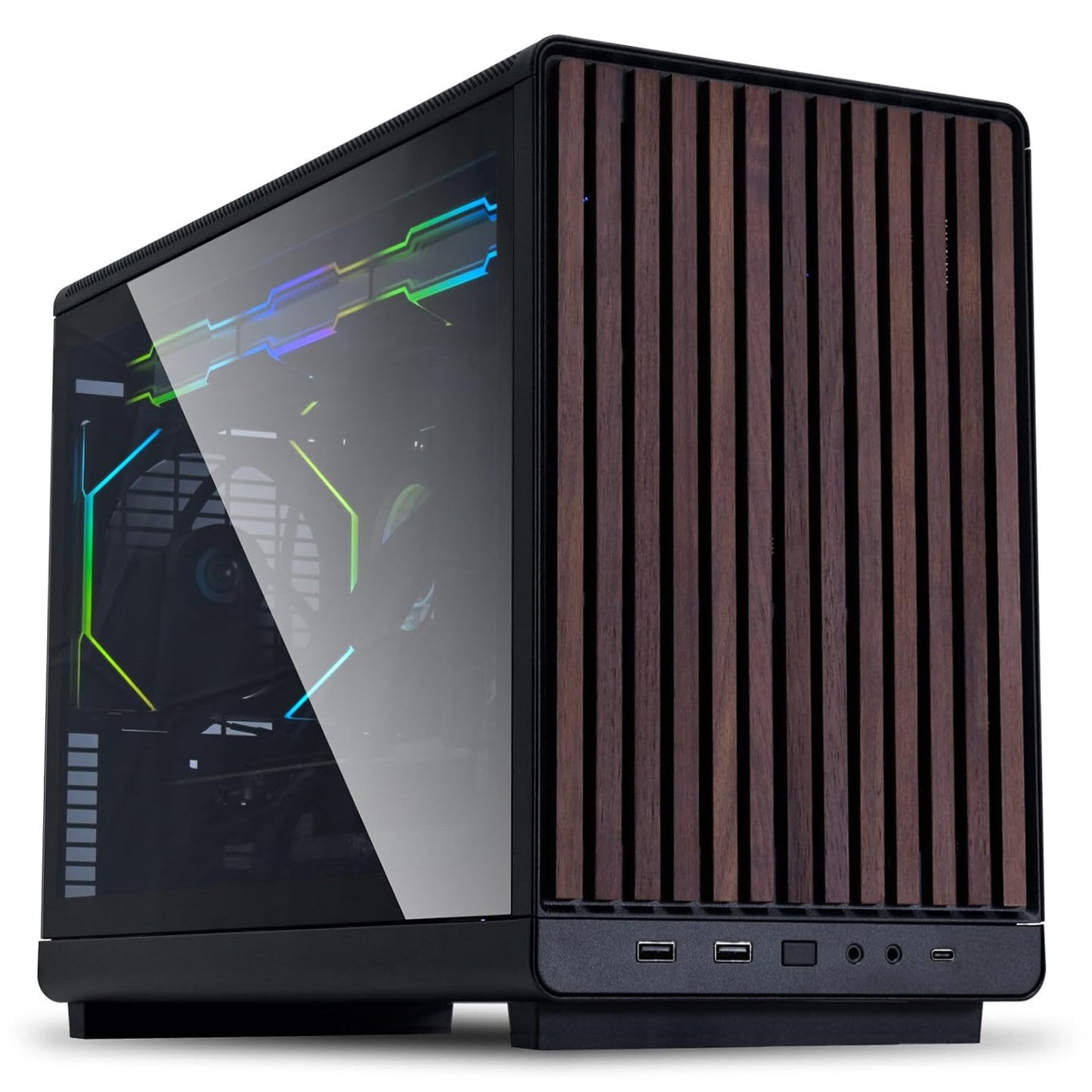 Lian Li A3-mATX Wood Black Mini Tower Case with Glass Side Panel