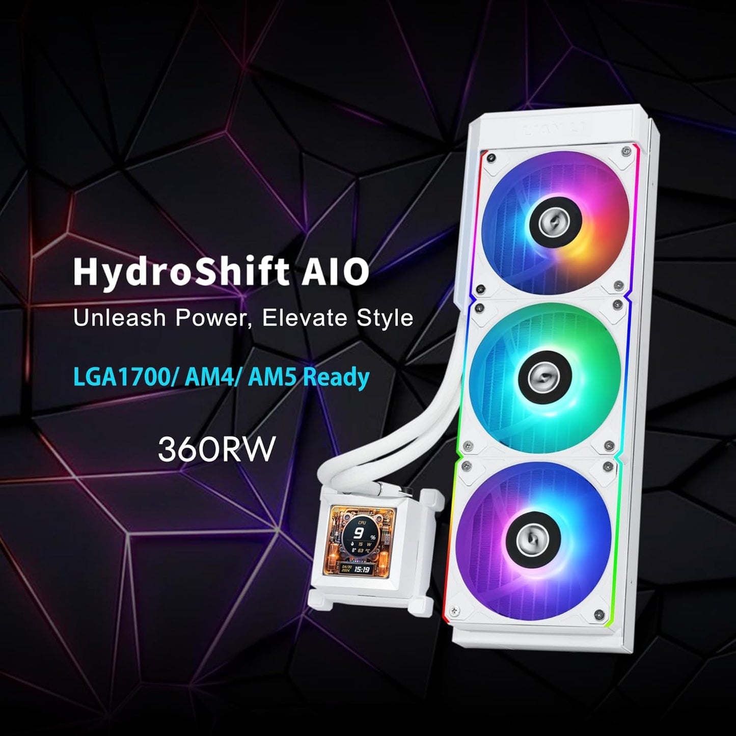 LIAN LI HYDROSHIFT LCD 360R ARGB CPU LIQUID COOLER (WHITE)