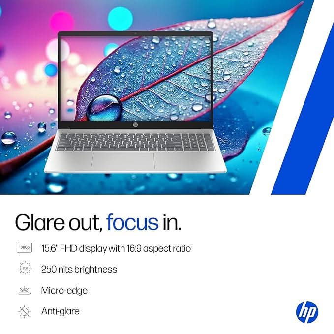 HP 15, 13th Gen Intel Core i5-13420H, (16GB DDR4, 512GB SSD), FHD, Anti-Glare, Micro-Edge, 15.6''/39.6cm, Win11, M365 Basic(1yr) Office24, Silver, 1.65kg, FR0045TU, Camera w/Shutter, Backlit Laptop