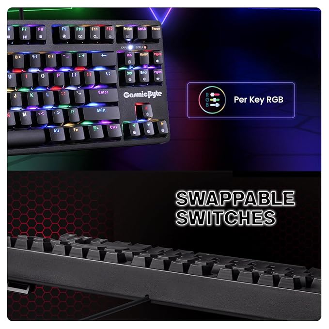 COSMIC BYTE CB-GK-38 TRINITY (BLACK) GAMING KEYBOARD RGB BLUE SWITCH