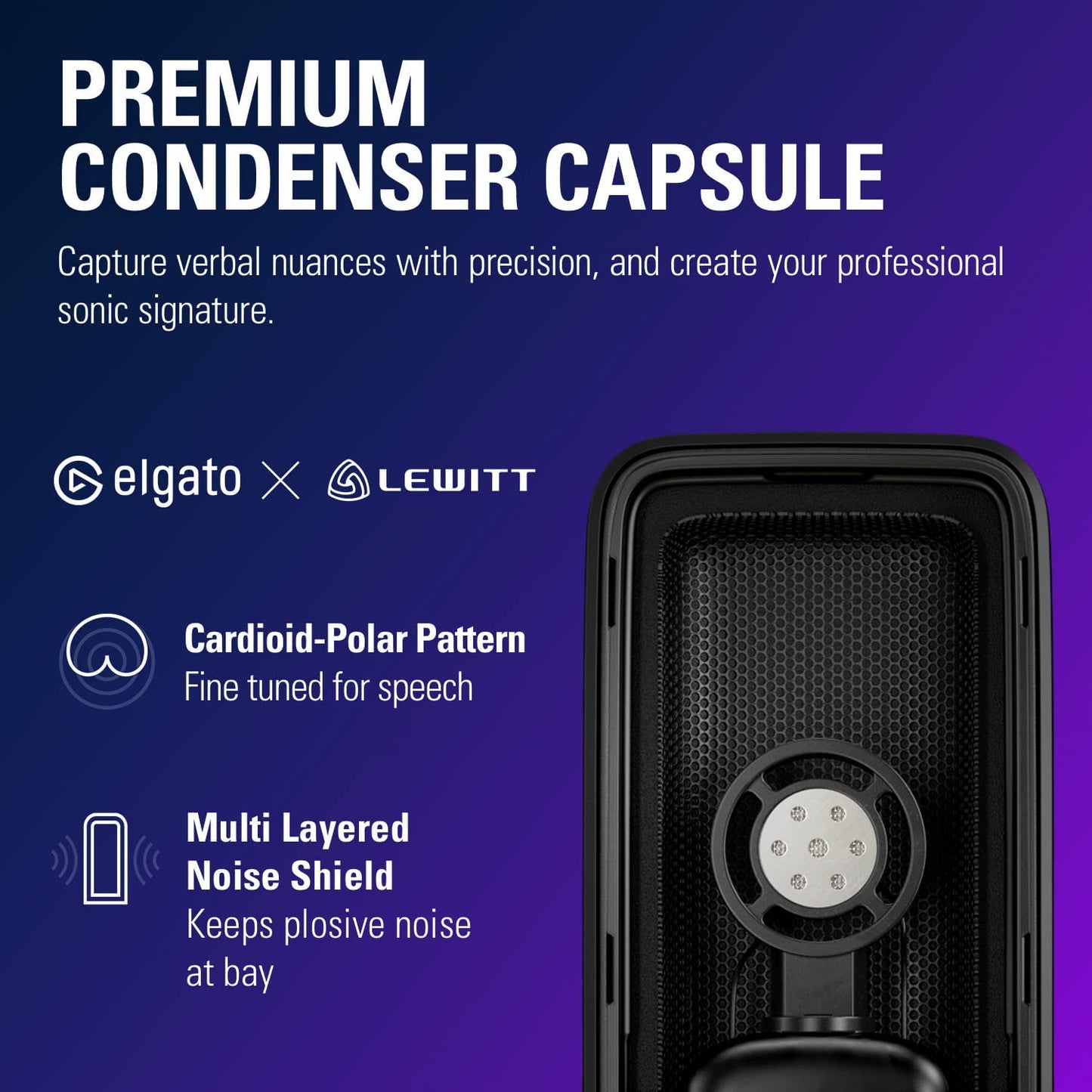 ELGATO WAVE:3 PREMIUM USB CONDENSER UNIDIRECTIONAL MICROPHONE AND DIGITAL MIXING SOLUTION 10MAB9901