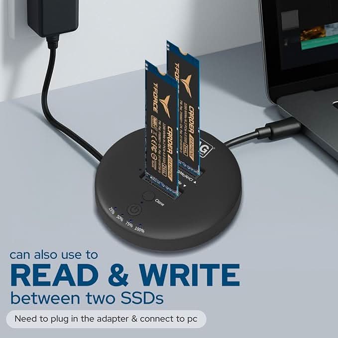 TAG Gamerz NVMe SSD Cloner, M.2 Duplicator Dual Bay NVMe Enclosure
