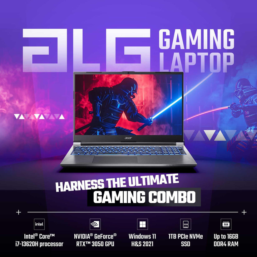 ACER ALG GAMING LAPTOP 13TH GEN INTEL CORE I7 PROCESSOR (16GB DDR4/1TB SSD/6GB RTX3050 GRAPHICS/144HZ/WIN11HOME/WIFI 6) WITH 39.62CM (15.6 INCH) FHD DISPLAY, PREMIUM METAL BODY, STEEL GRAY, 1.99KG UN.34LSI.007