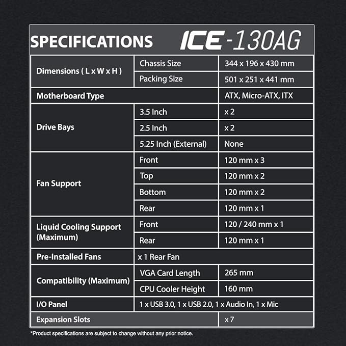 ANT ESPORTS ICE 130AG MID-TOWER ATX CABINET