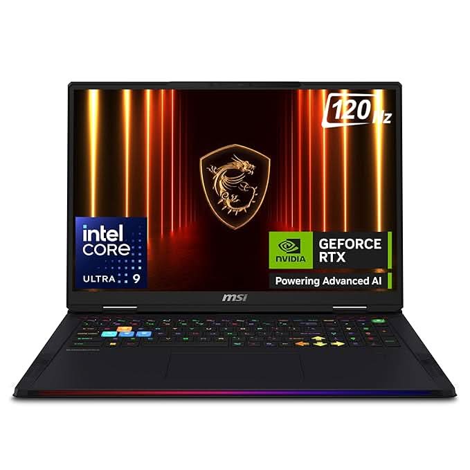 MSI Raider 18 Max HX A2WJ Intel Core Ultra 9 processor 290HX Plus, 64GB DDR5 Ram, 2TB SSD, 18 Inch, 16:10 UHD+ (3840x2400), MiniLED, IPS-Level panel, NVIDIA GeForce RTX 5090 Laptop GPU, GDDR7 24GB, Win 11 Home, 2 Yrs Warranty, Core Black