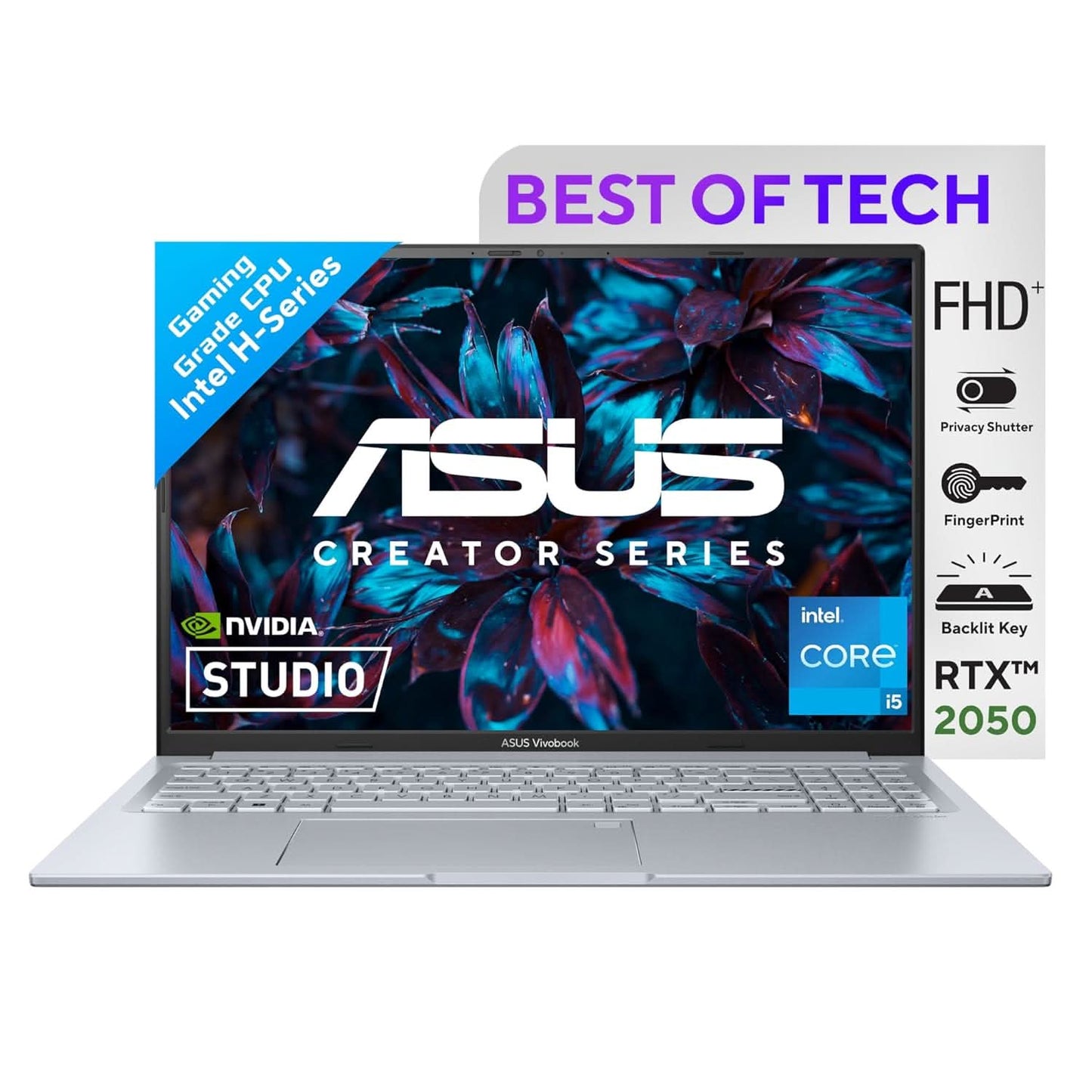 ASUS VIVOBOOK 16X, INTEL CORE I5-12500H, 16 INCH FHD+ 60HZ, CREATOR/GAMING LAPTOP (16GB RAM/512GB /RTX 2050/WIN 11 PRO/OFFICE 2021/FINGERPRINT /50WHR BATTERY/COOL SILVER/1.80 KG),K3605ZF-MBN546WS