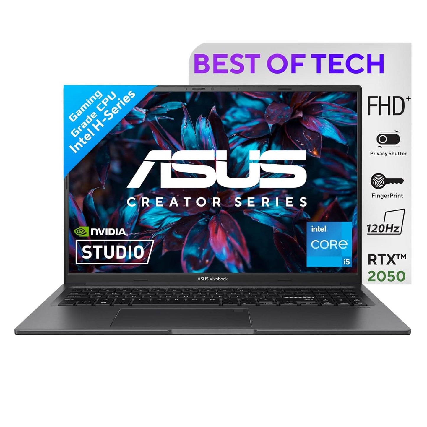 ASUS CREATOR SERIES VIVOBOOK 16X 2023, INTEL CORE I5-12450H 12TH GEN, 16.0-INCH FHD+ 120HZ, CREATOR/GAMING LAPTOP (8GB/512GB SSD/NVIDIA GEFORCE RTX 2050/WIN11/FP/BLACK/1.80 KG),K3605ZF-MB521WS