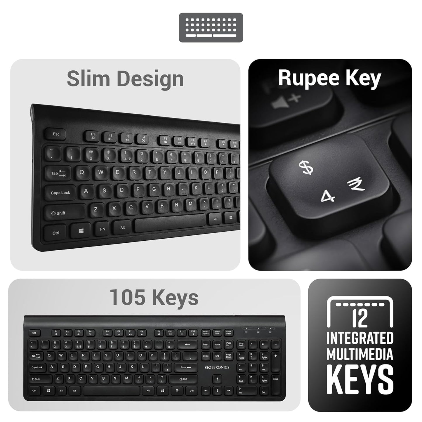 ZEBRONICS COMPANION 130 2.4GHZ WIRELESS KEYBOARD & MOUSE COMBO