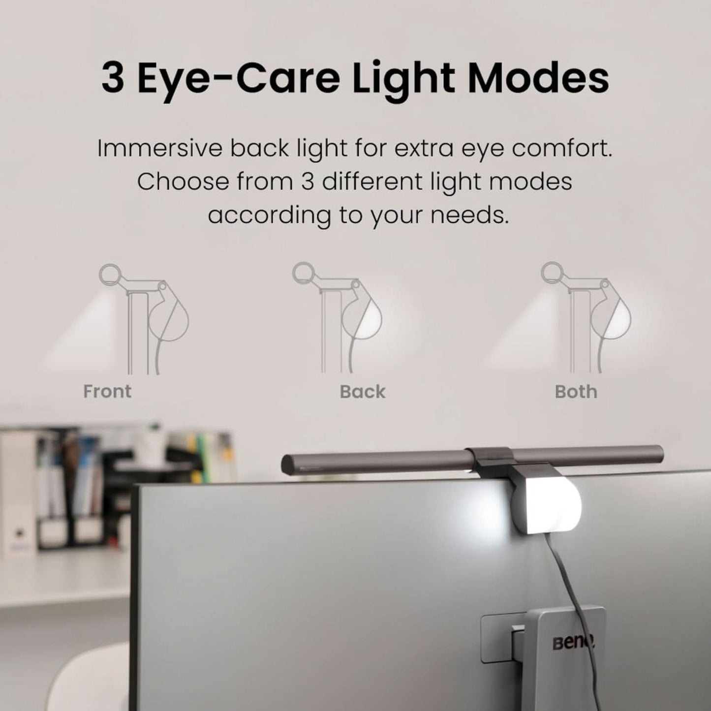 BENQ SCREENBAR HALO LED MONITOR LIGHT| LAMP WITH WIRELESS CONTROLLER| ADJUSTABLE BRIGHTNESS AND COLOR TEMPERATURE| EYE-CARE| NO SCREEN GLARE| SPACE SAVING| CURVED MONITORS| USB