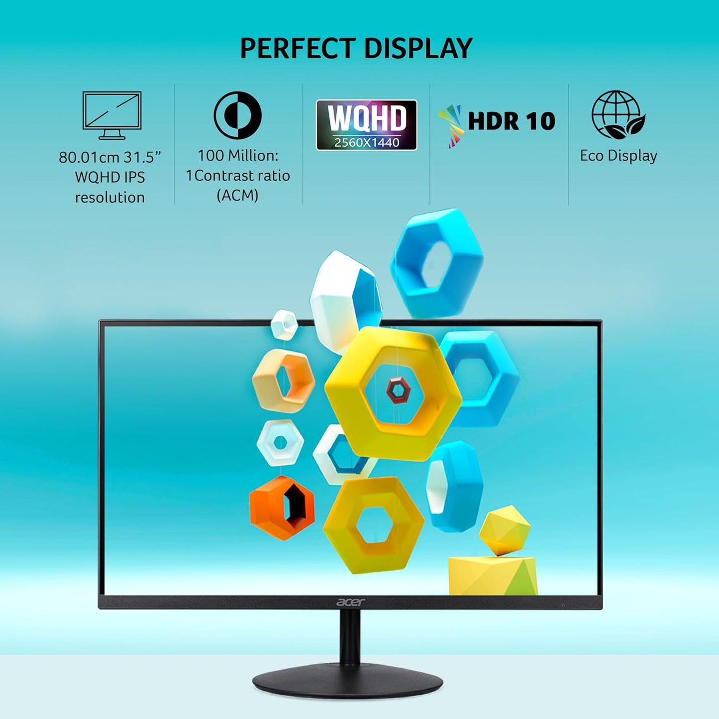 ACER SA322QU 31.5 INCH WQHD 2560X1440 RESOLUTION IPS ULTRA SLIM (7.2MM) BACKLIT LED LCD MONITOR