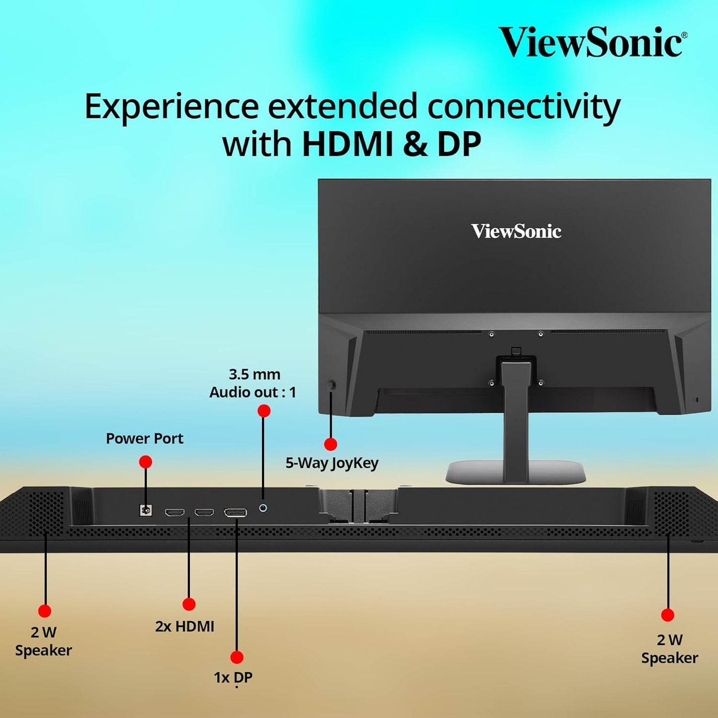 VIEWSONIC VA2708-2K-MHD 27-INCH (68.58CM) 2K QHD SUPERCLEAR IPS MONITOR, HDR10, 100HZ, 1MS, 16.7M COLORS, SRGB 111%, DUAL SPEAKERS, DUAL HDMI 2.0, DP, EYE PROTECH+, SLIM DESIGN
