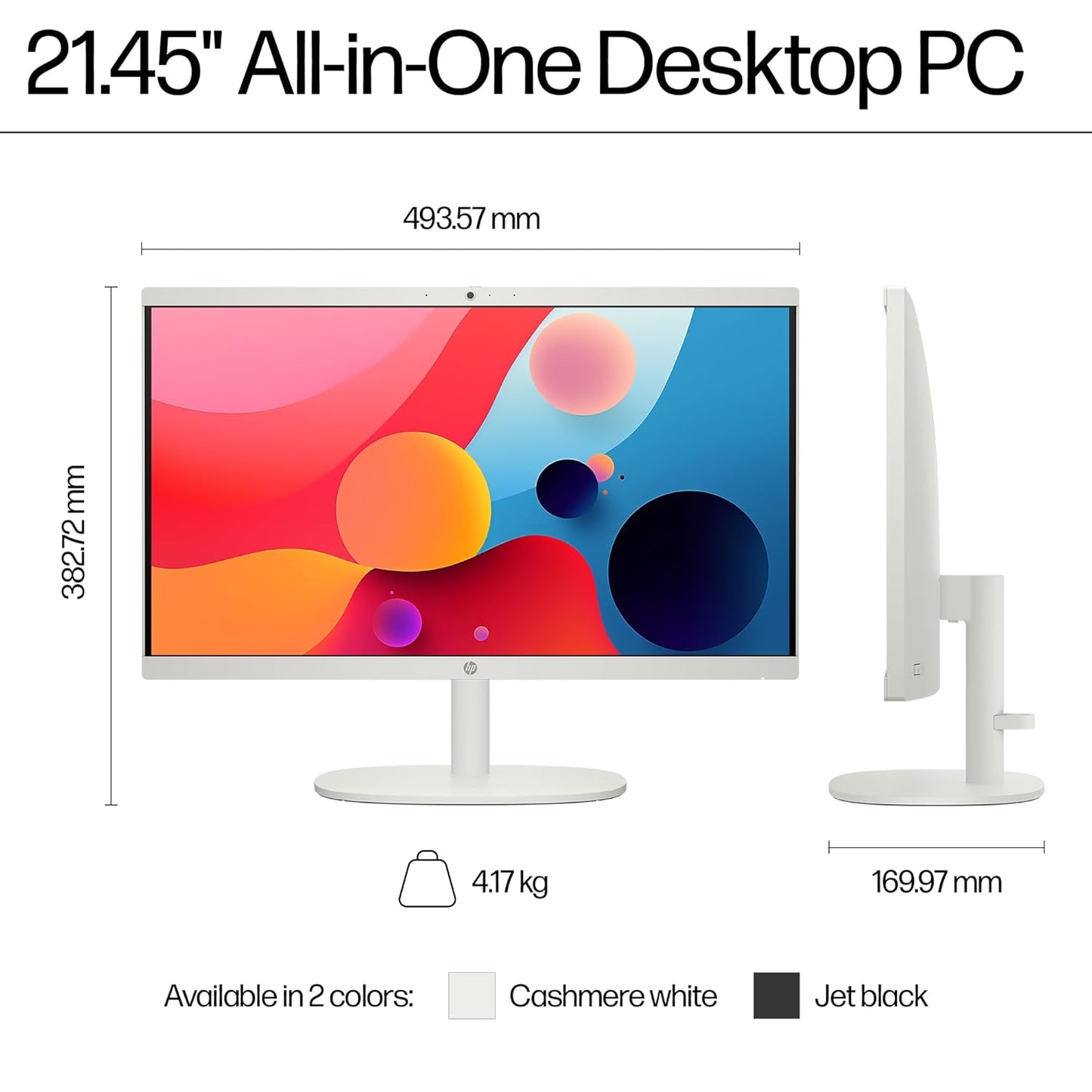 HP ALL-IN-ONE DESKTOP INTEL CORE I3-N300,21.5 INCH(54.5CM),FHD,ANTI-GLARE,8 GB DDR5, 512GB SSD,WHITE WIRELESS KEYBOARD AND MOUSE COMBO,WHITE, WINDOWS 11, 4.17KG,22-DG0786IN