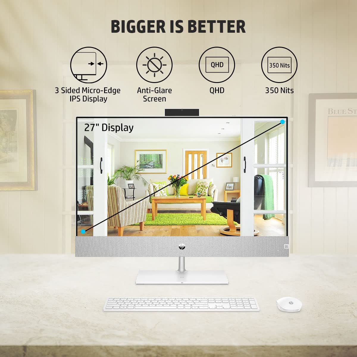 HP PAVILION AIO PC,INTEL CORE I7 13700T,27 INCH FHD 3 SIDED MICRO-EDGE DISPLAY/16GB RAM/1TB SSD/WIN 11/MSO/INTEL UHD GRAPHICS 770 GRAPHICS/WIRELESS KEYBOARD & MOUSE/8.3 KGS 27-CA2113IN-WINDOWS 11 S