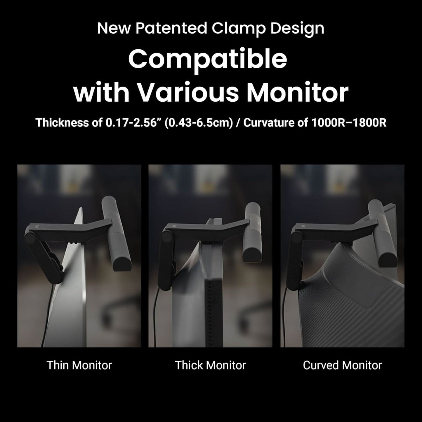 BenQ ScreenBar Pro Monitor Light Bar, LED Screen Lamp with Motion Sensor, Touch Control, USB-C Black