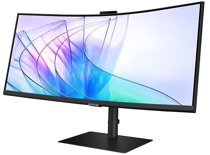 Samsung 34 inch ViewFinity S6 Curved Monitor with Inbuilt Webcam Ultrawide WQHD Monitor LS34C650VAWXXL