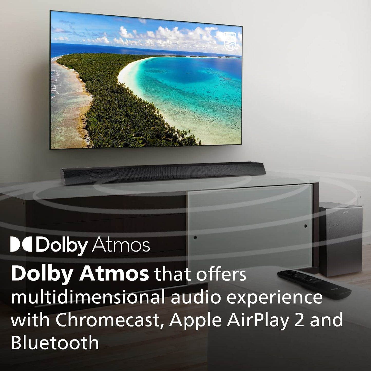 PHILIPS SOUNDBAR TAB8947 5.1 CH (3.1.2) 660W (BLACK) DOLBY ATMOS, WIRELESS SUBWOOFER UP-FIRING SPEAKERS,VIRTUAL SURROUND, BUILT-IN CHROMECAST, AI VOICE ASSISTANT
