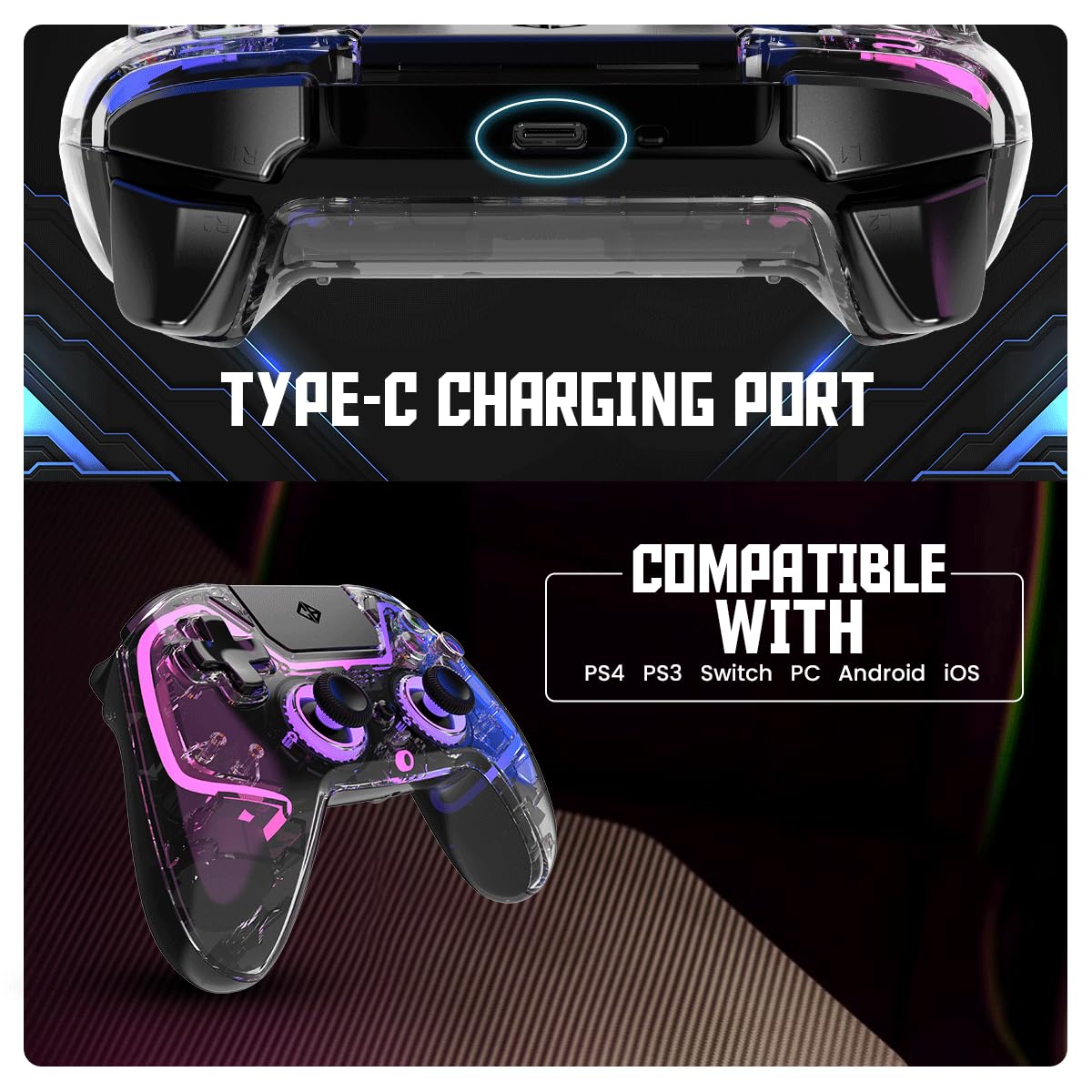 COSMIC BYTE QUANTUM (TRANSPARENT BLACK) GAMEPAD