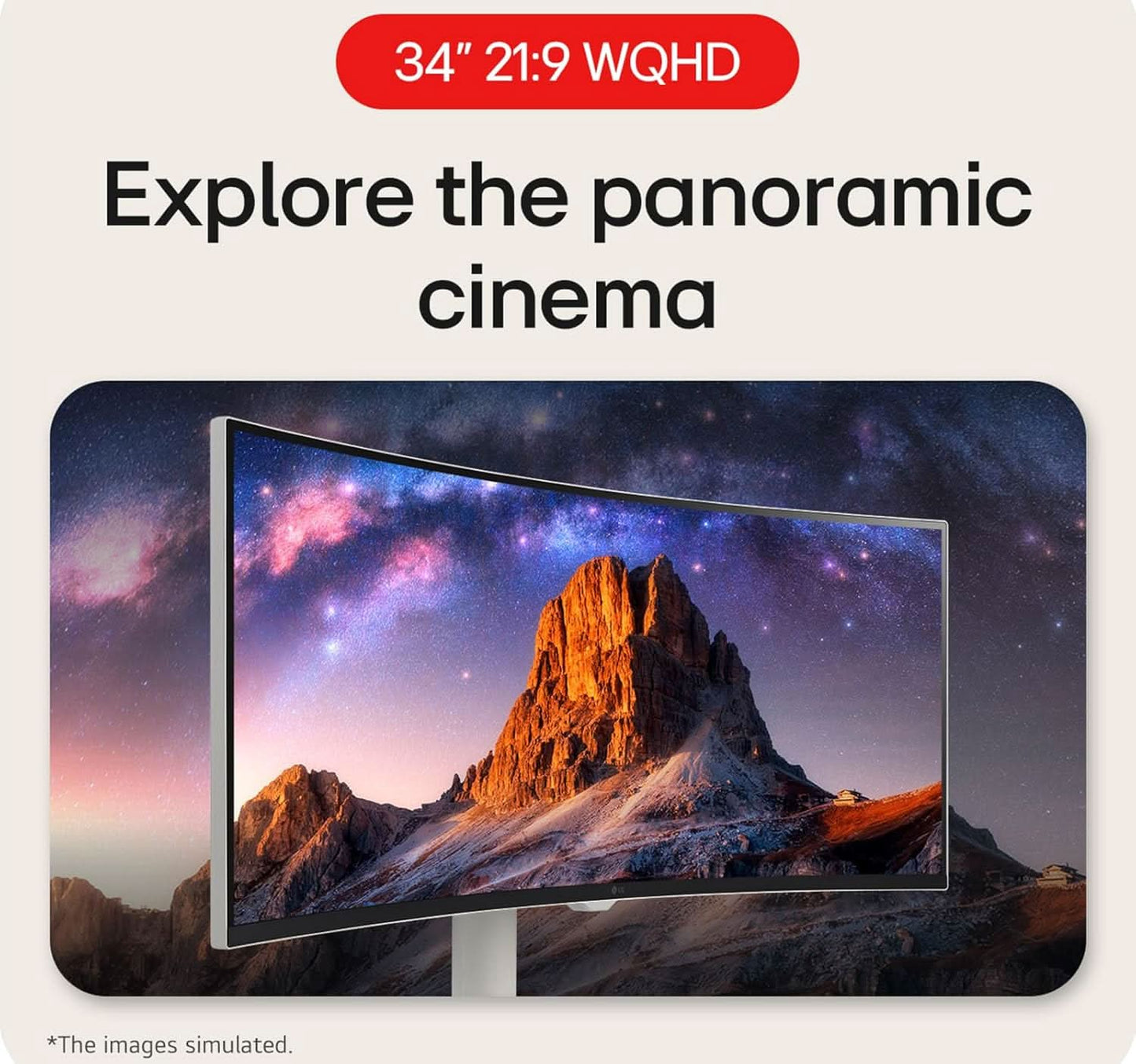 LG 34SR65QC-W 34 INCHES CURVED ULTRAWIDE WQHD SMART MONITOR, WHITE