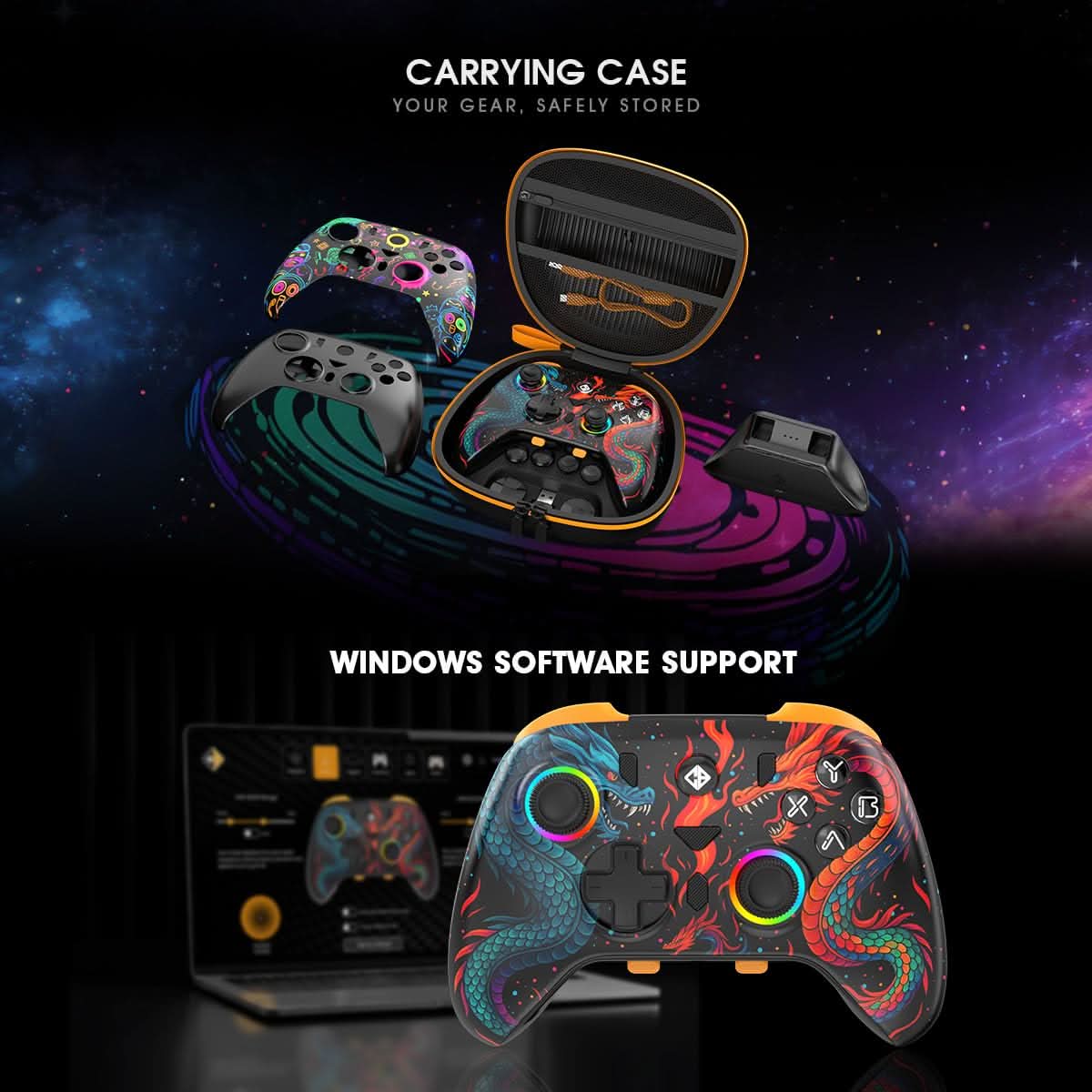 Cosmic Byte Drakon Tri-Mode Controller with Charging Dock, TMR Joystick
