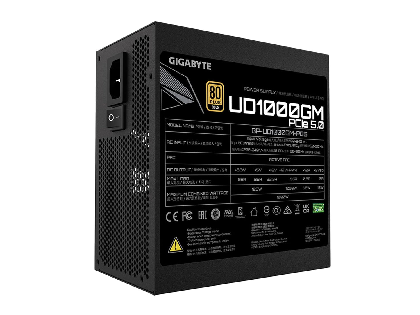 GIGABYTE GP-UD1000GM PG5 1000W PCIE 5.0 80 PLUS GOLD FULLY MODULAR SMPS