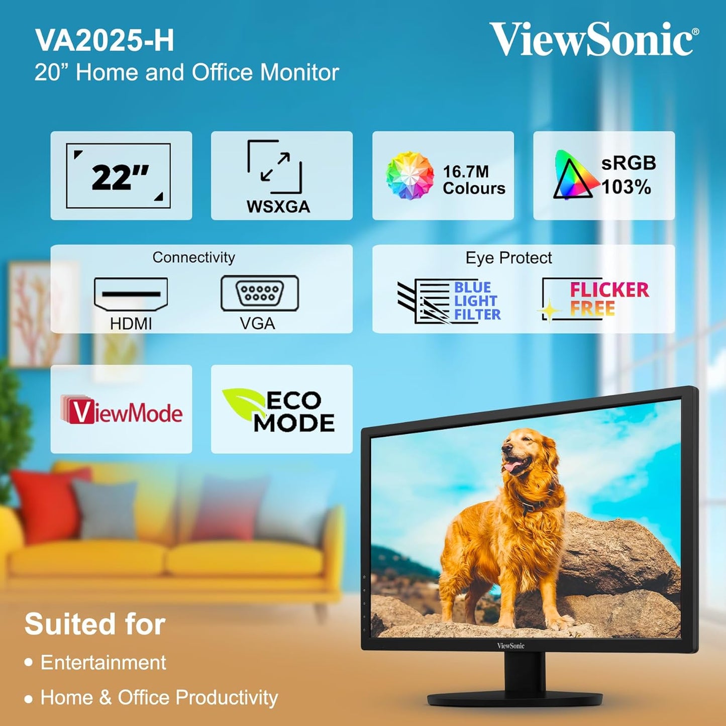 VIEWSONIC 22 INCH 60HZ VA2025-H MONITOR